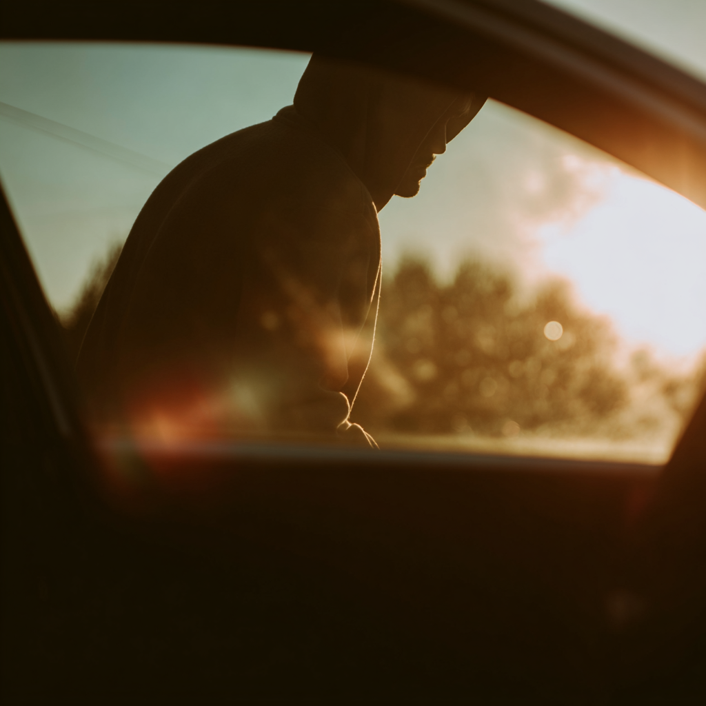 man breaking into a car