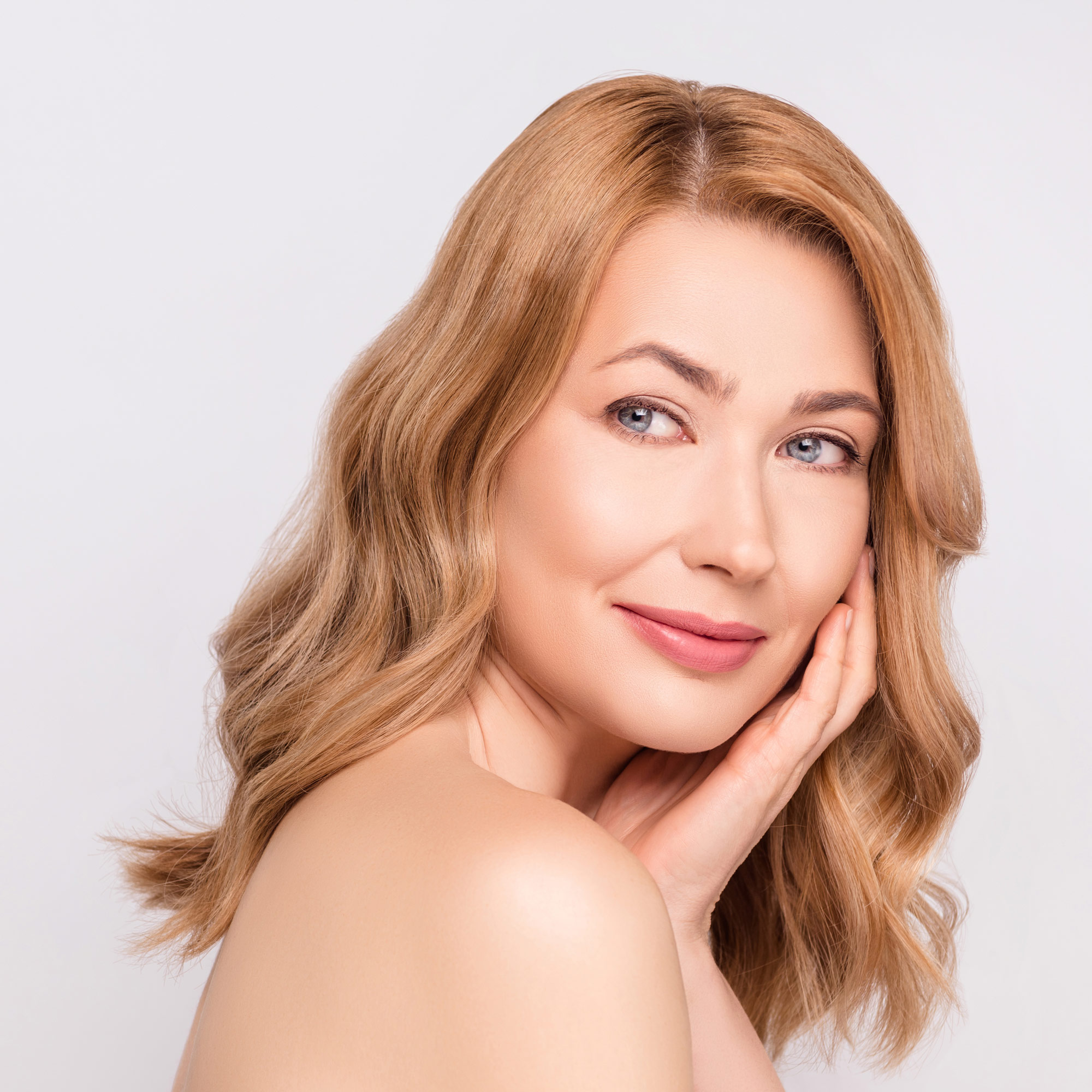 Model looking over her shoulder