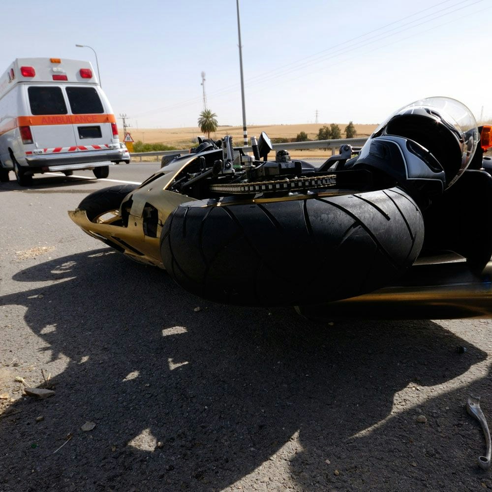 A tipped over motorcycle