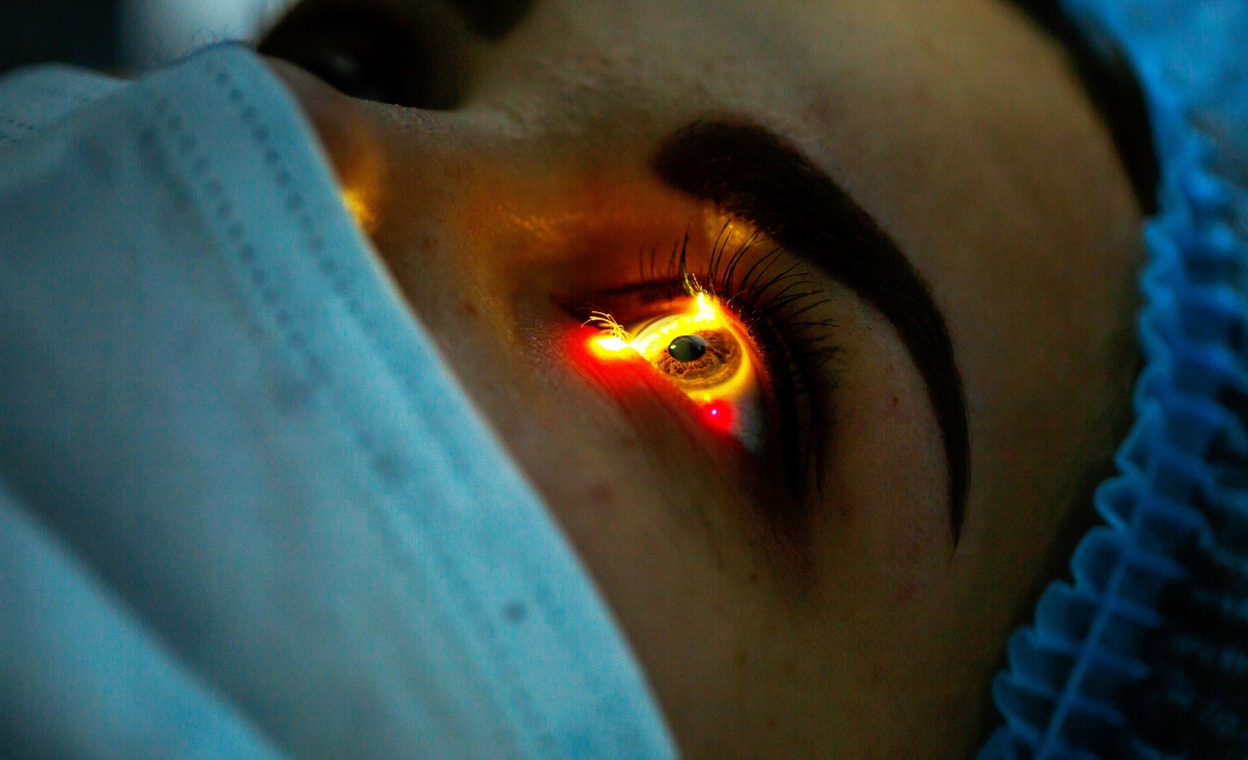 Patient receiving laser eye surgery