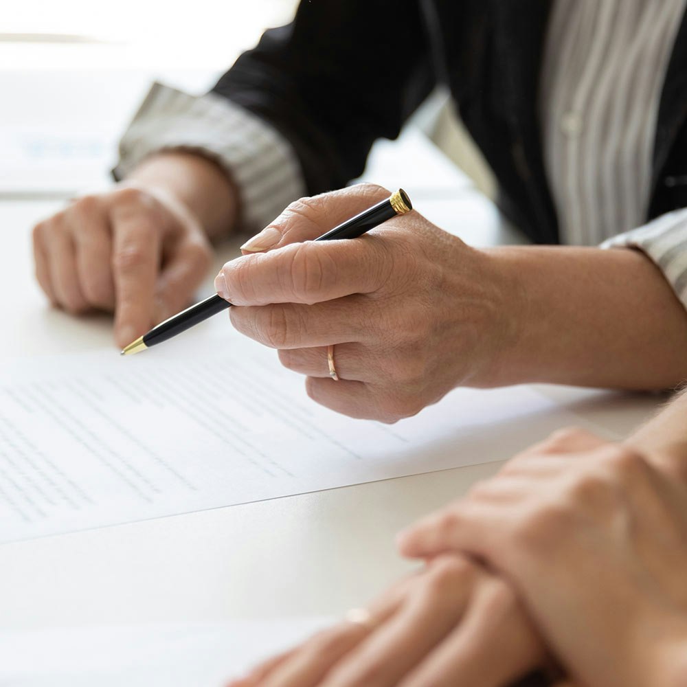Lawyer reviewing documents