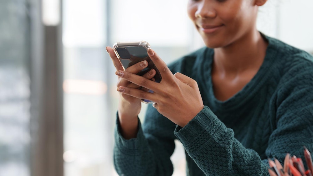 Woman checking social media