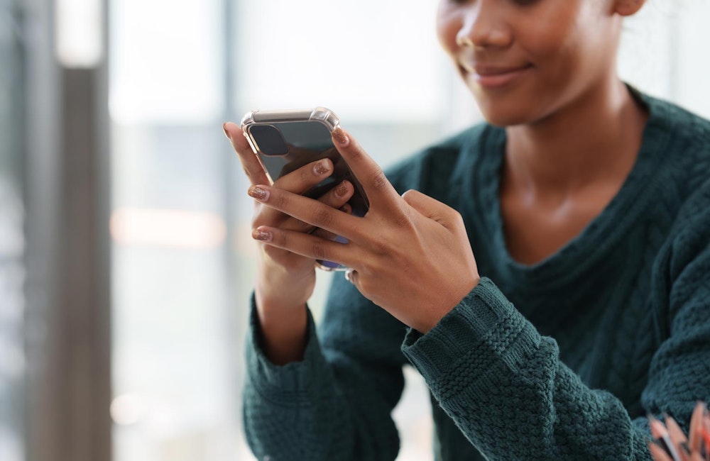 Woman checking social media