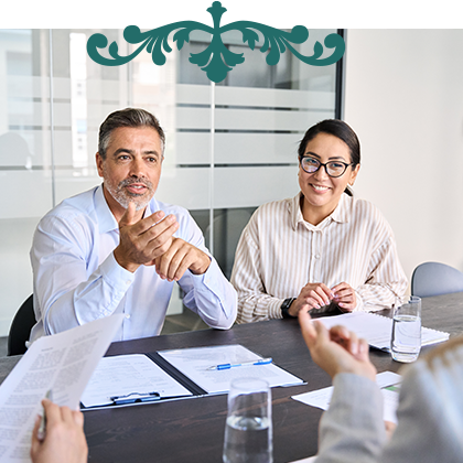 Couple discussing finances during mediation