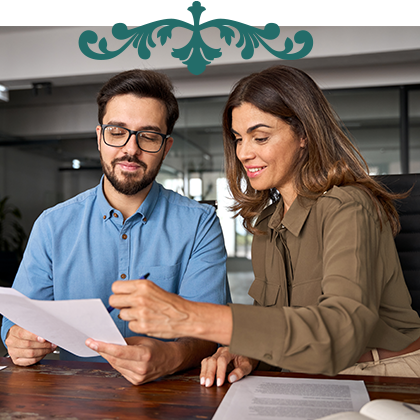 Couple reviewing paperwork