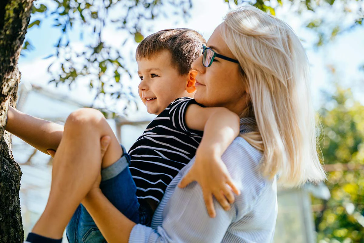 woman holding child
