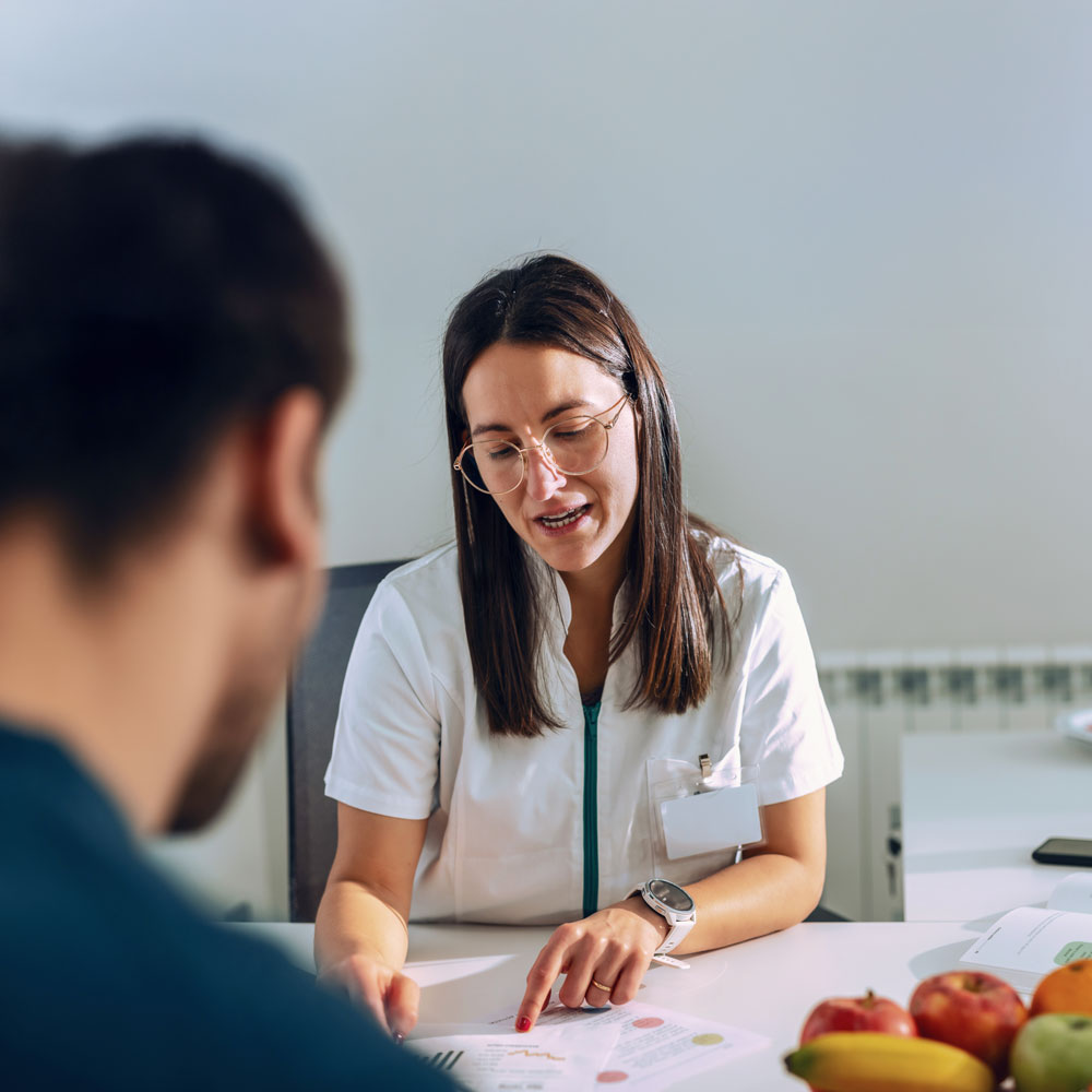Patient discussing his diet