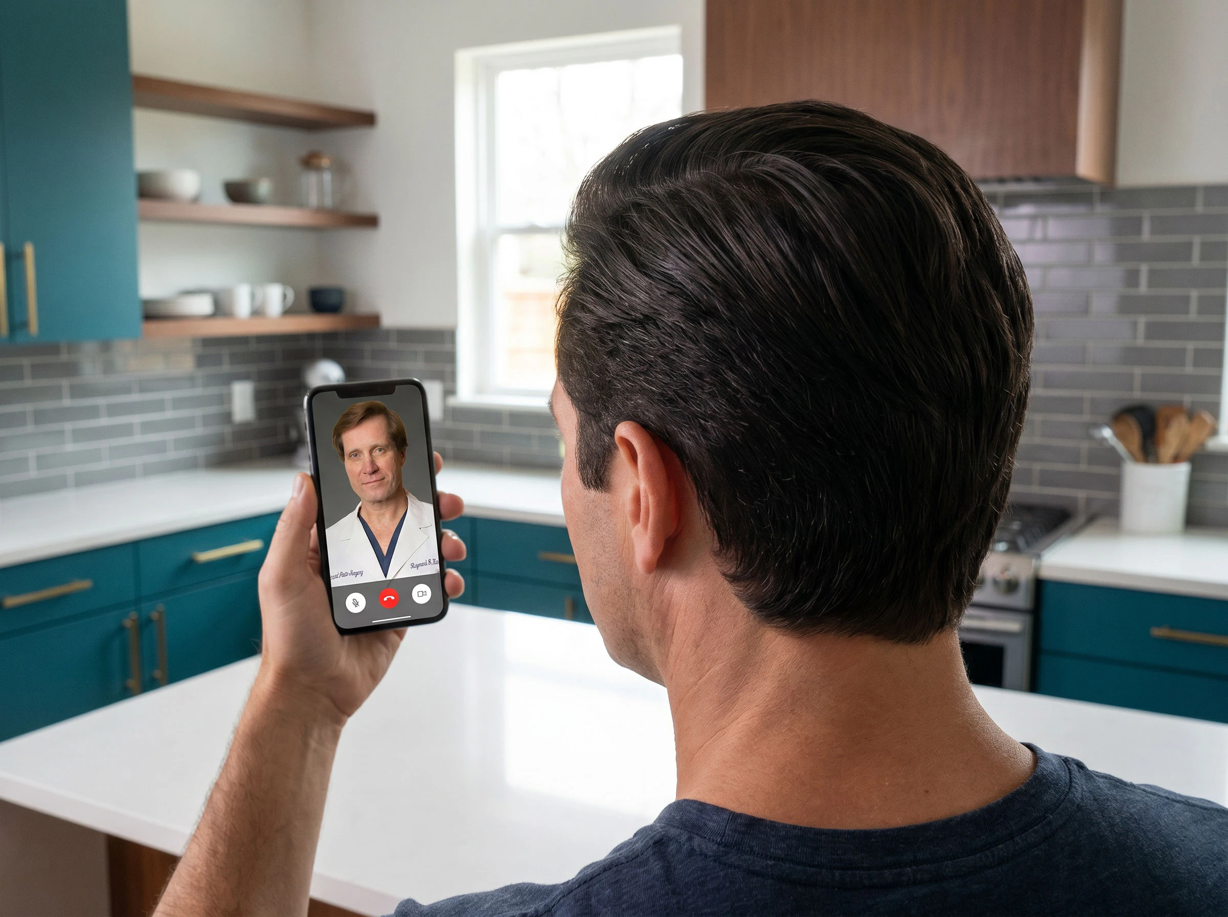 man having virtual follow-up with dr. konior