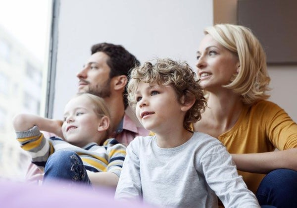 Parents with two young children