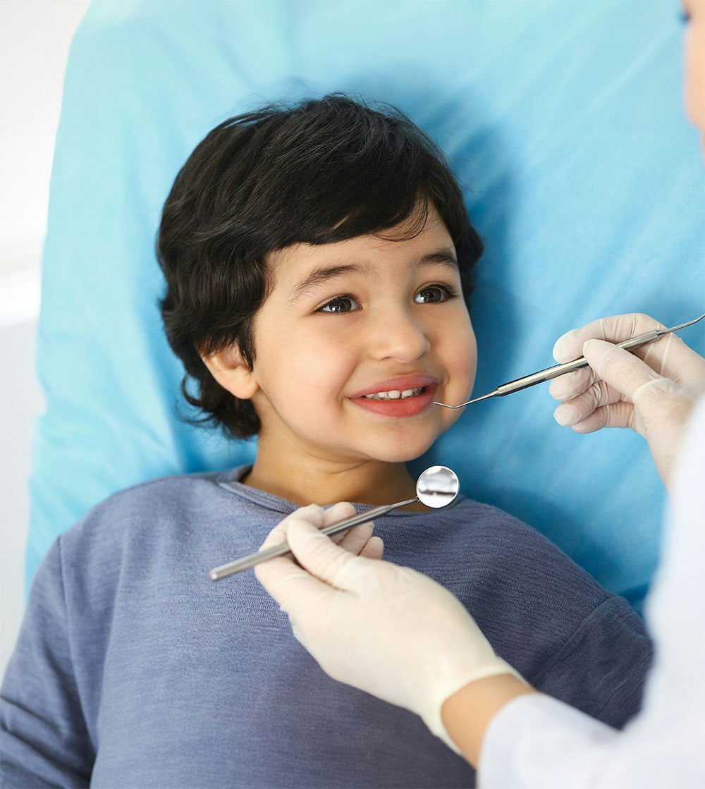 Young boy at the dentist