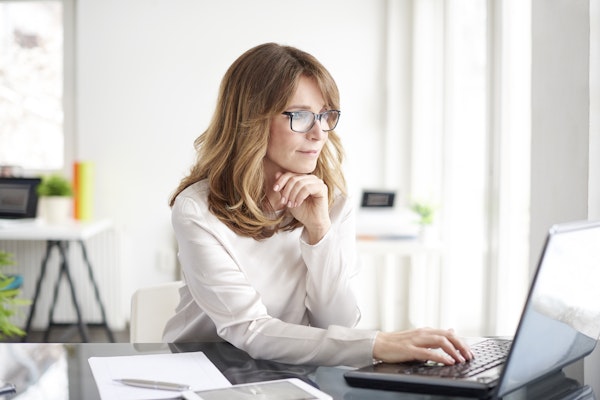 woman working at desk