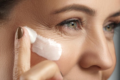 Close up of woman's crow feet