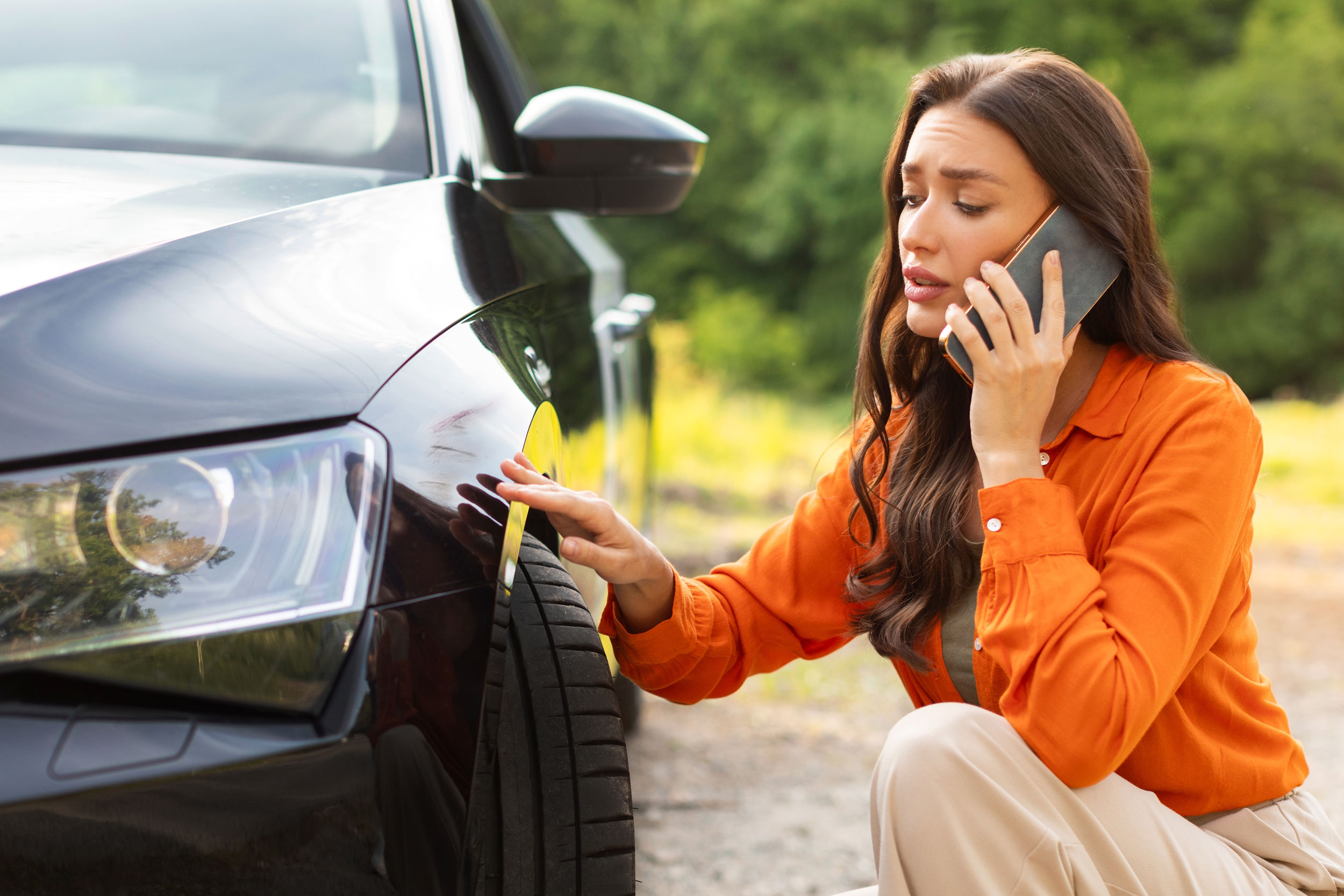 woman calling roadside assistance