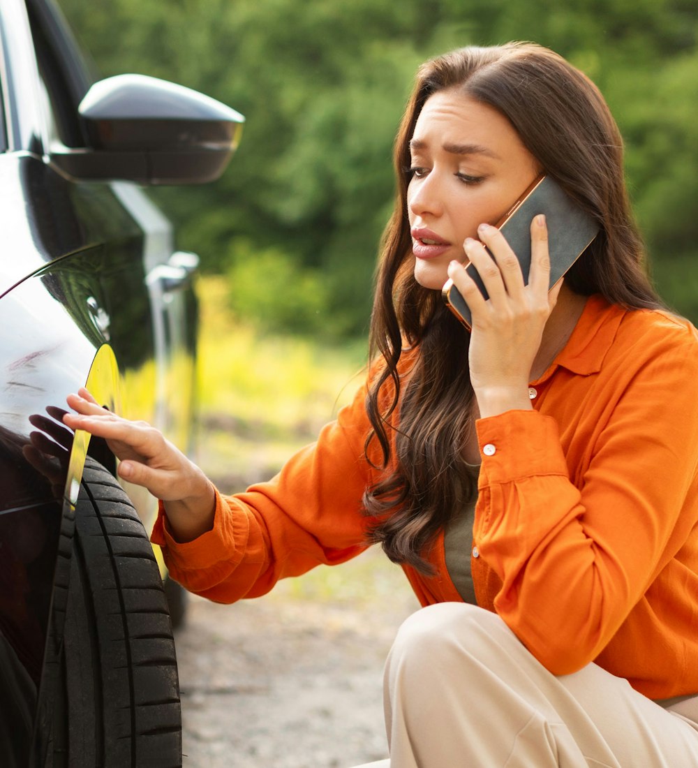 woman calling roadside assistance