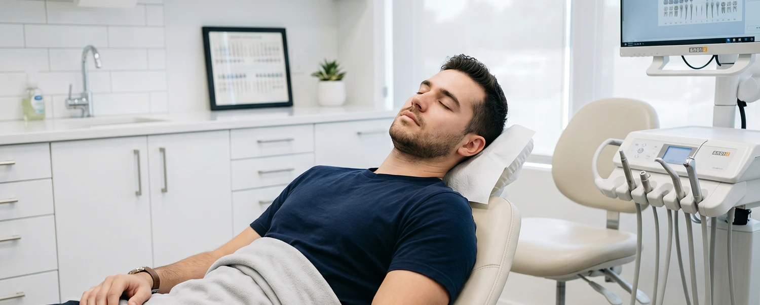 Man under sedation at a dental appointment