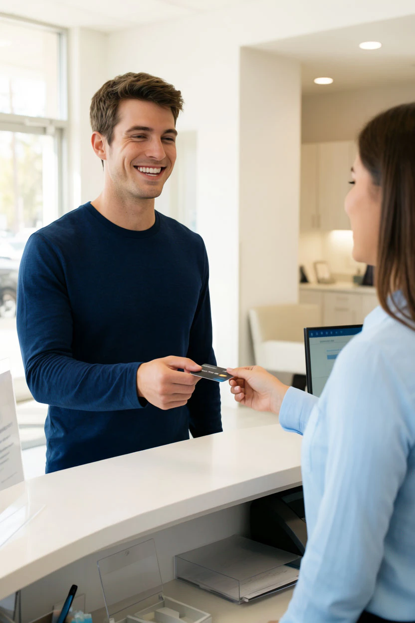 man visiting the dentist