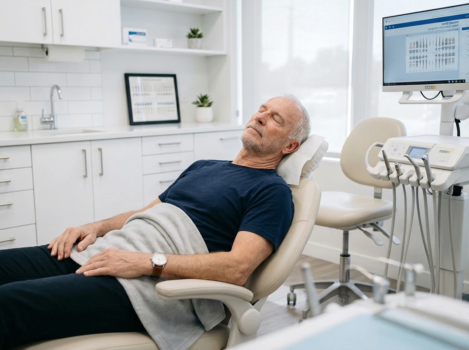 Man relaxing in dental chair