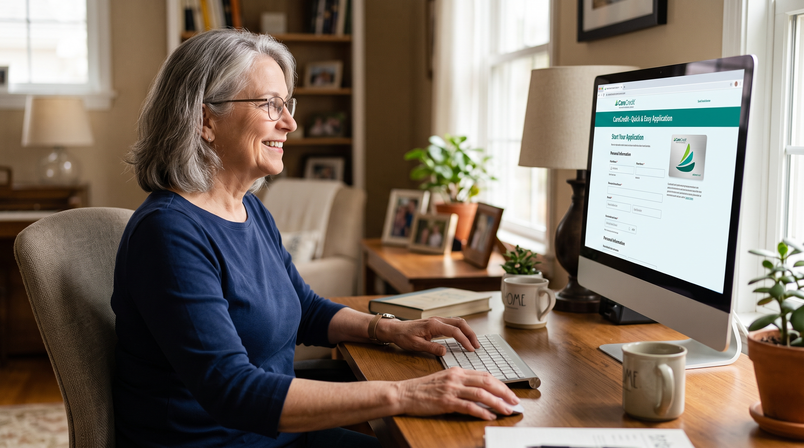 woman applying for carecredit