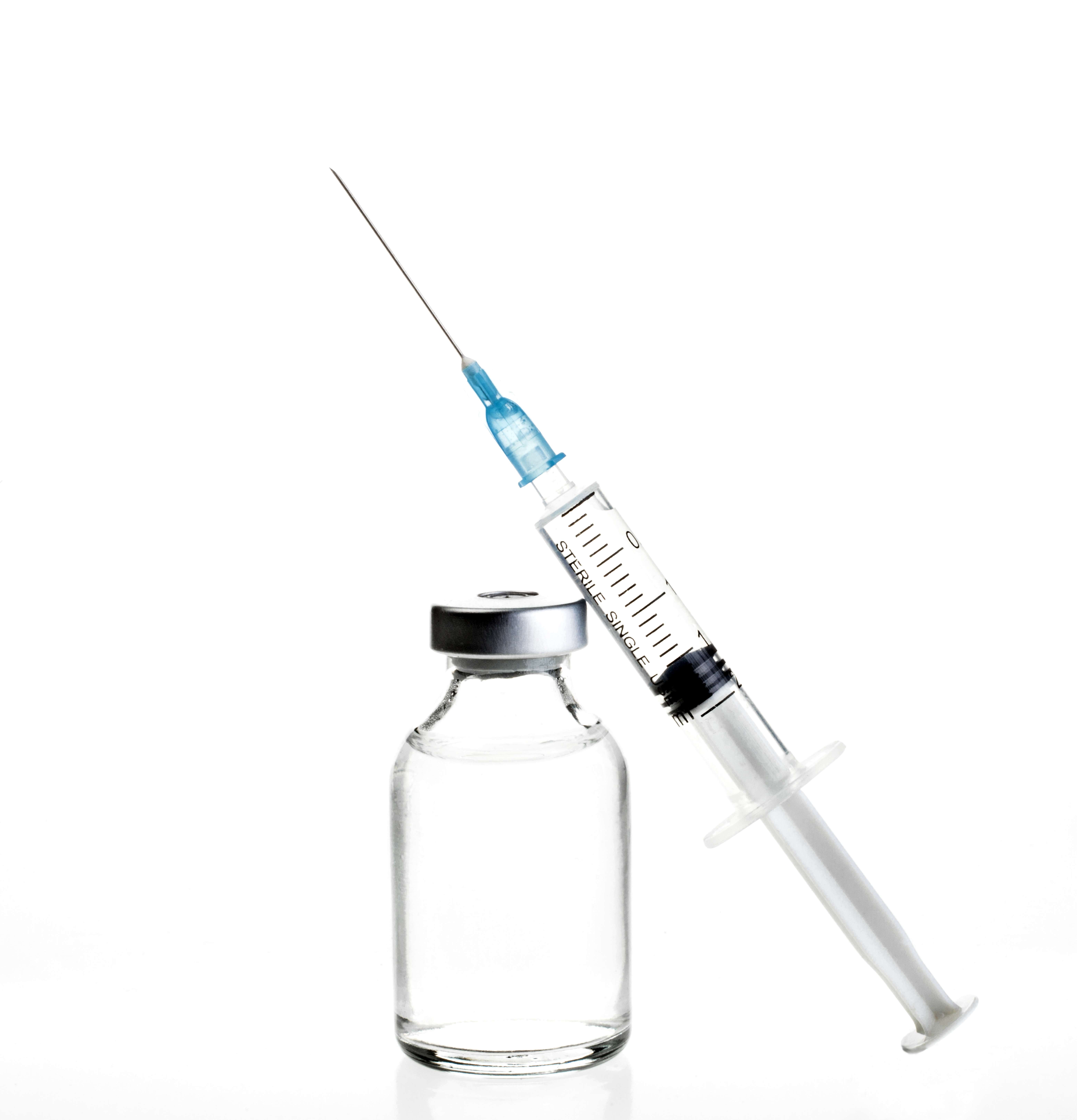 a clear vial and a syringe