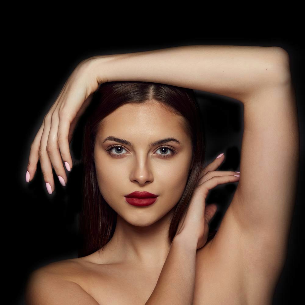 Woman showcasing underarms