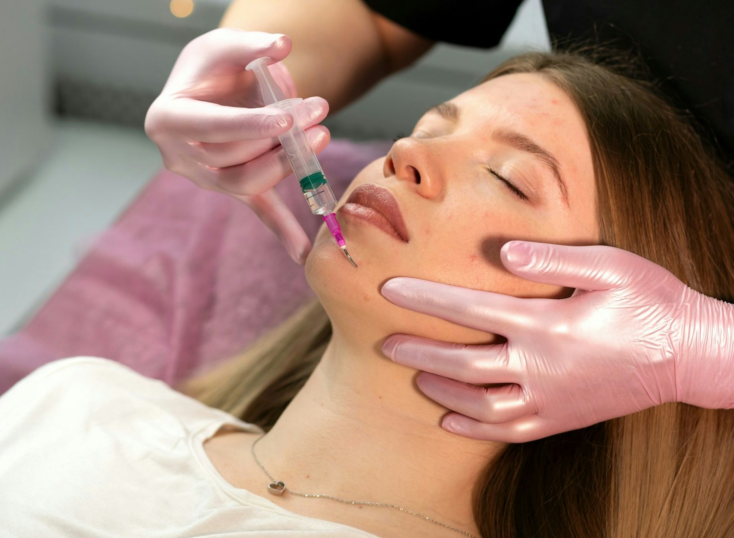 Woman undergoing PRX skin treatment
