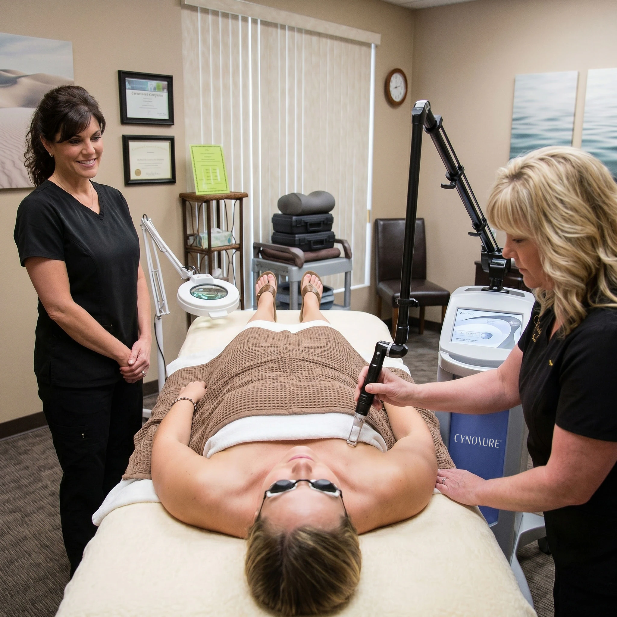 Team giving patient a CO2 Laser Treatment