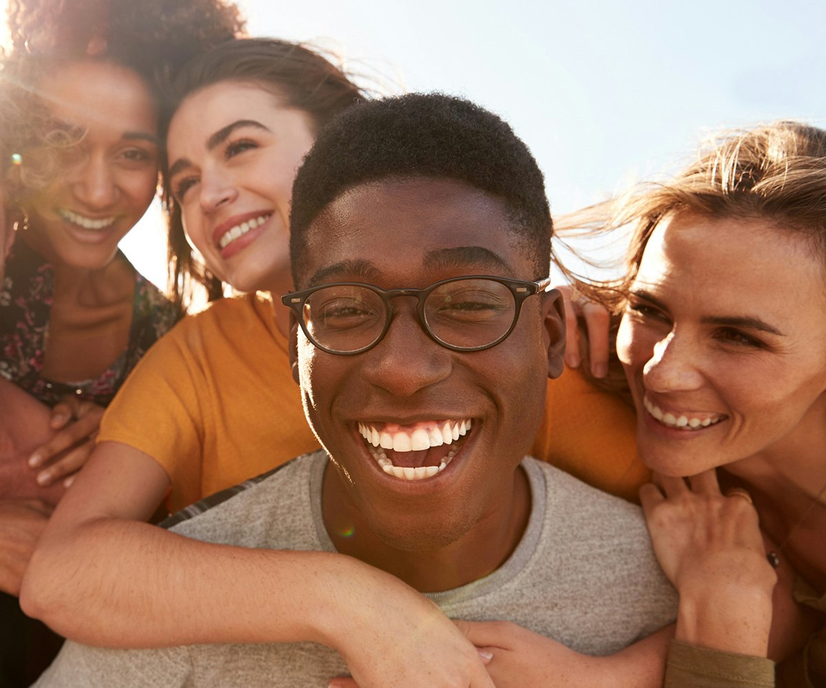 Friends Smiling, Shiny Teeth