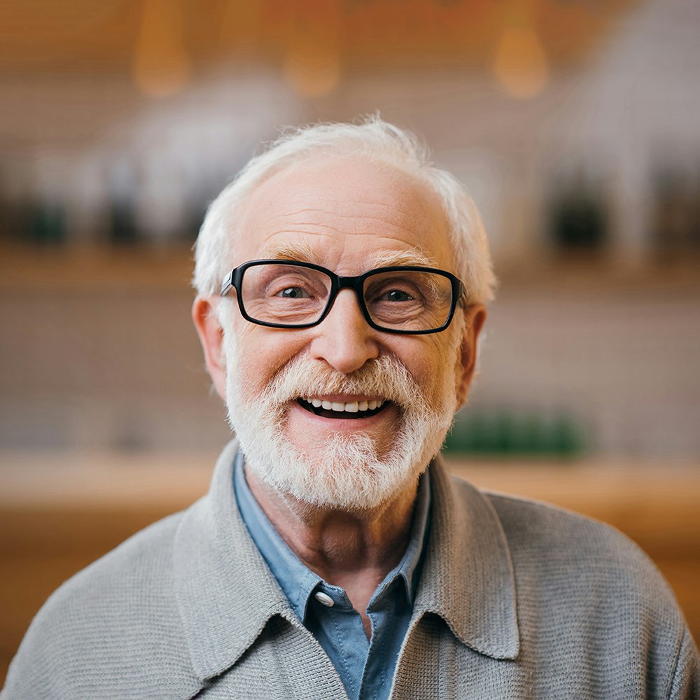 Smiling senior man with dentures