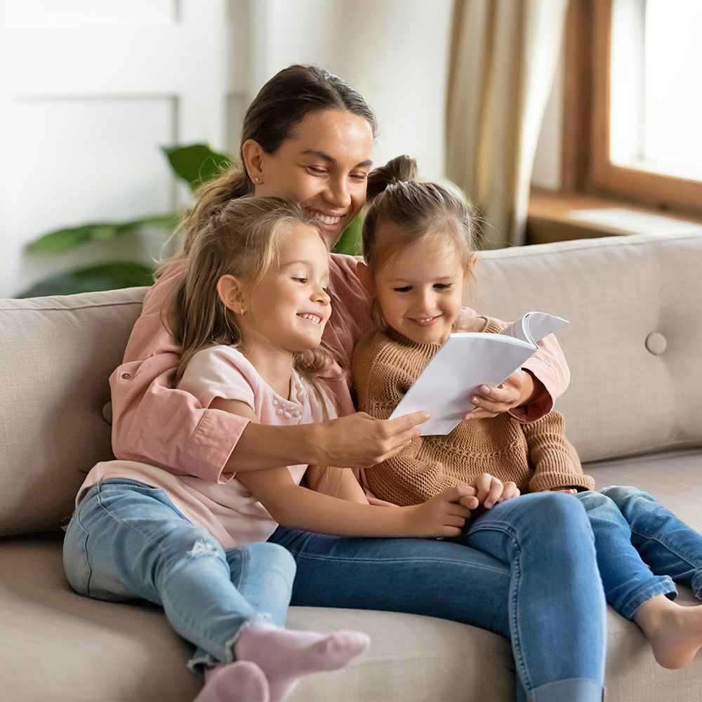 a woman with her chilren