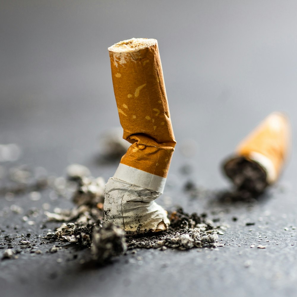a crushed used cigarette