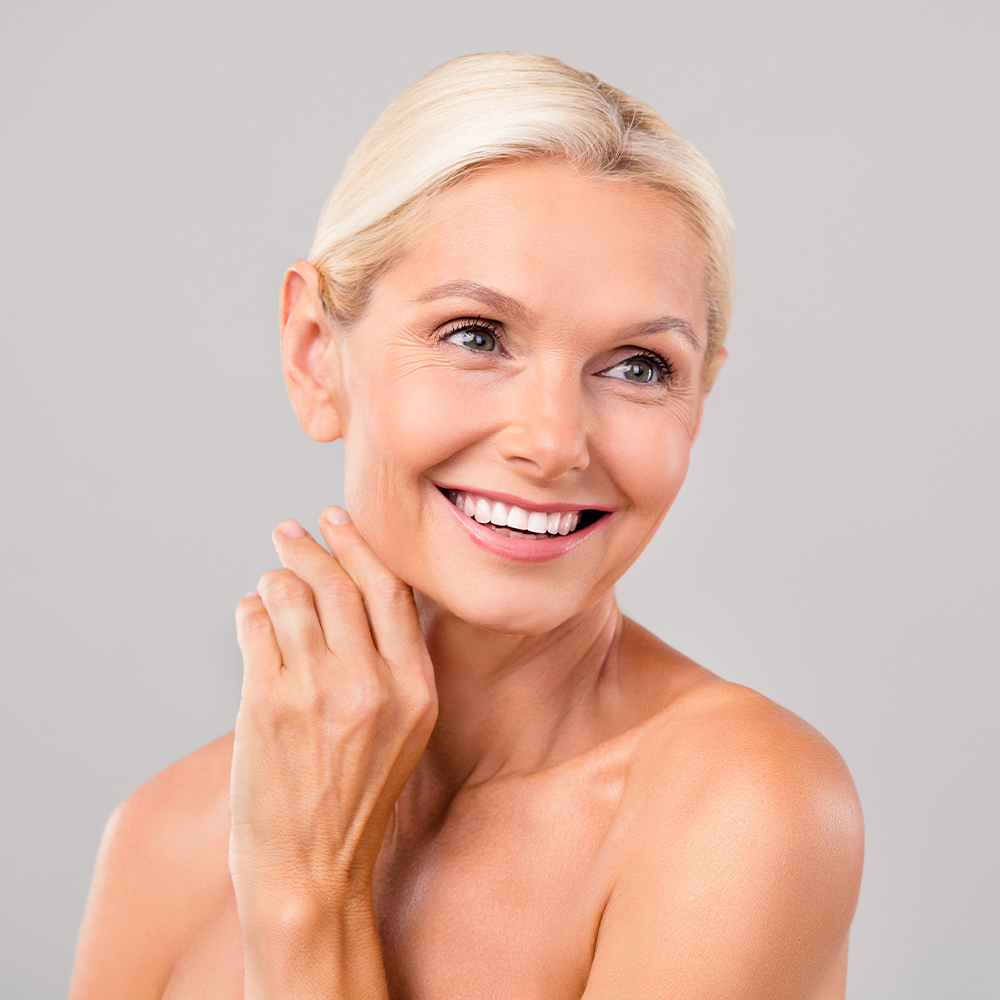 a youthful-looking older woman