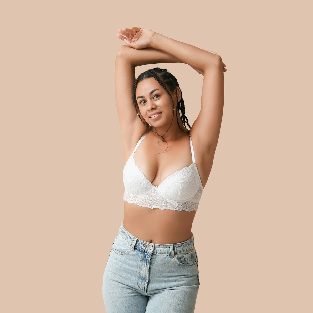 woman in white bra