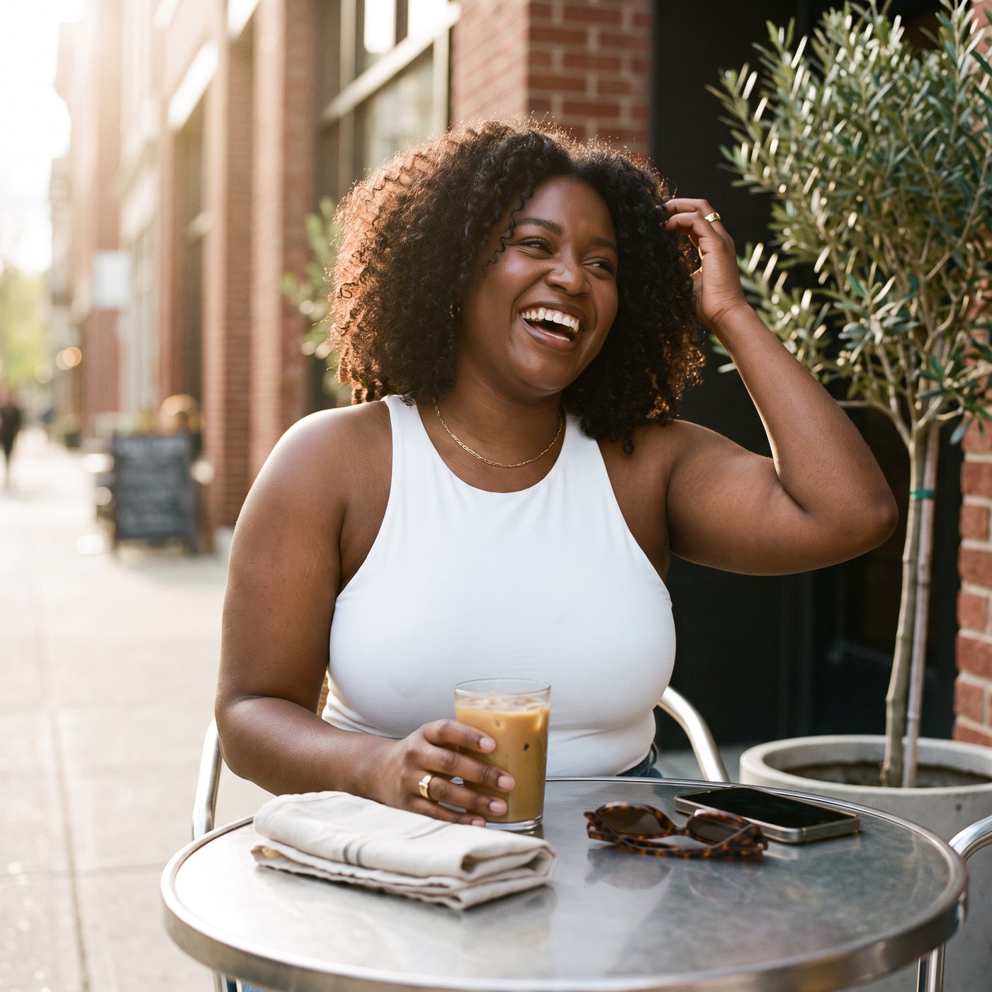 woman enjoying coffee