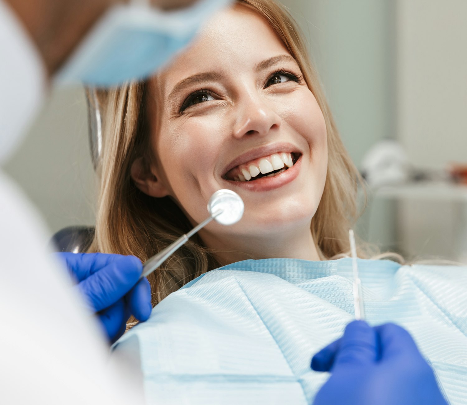 Woman smiling at the dentist