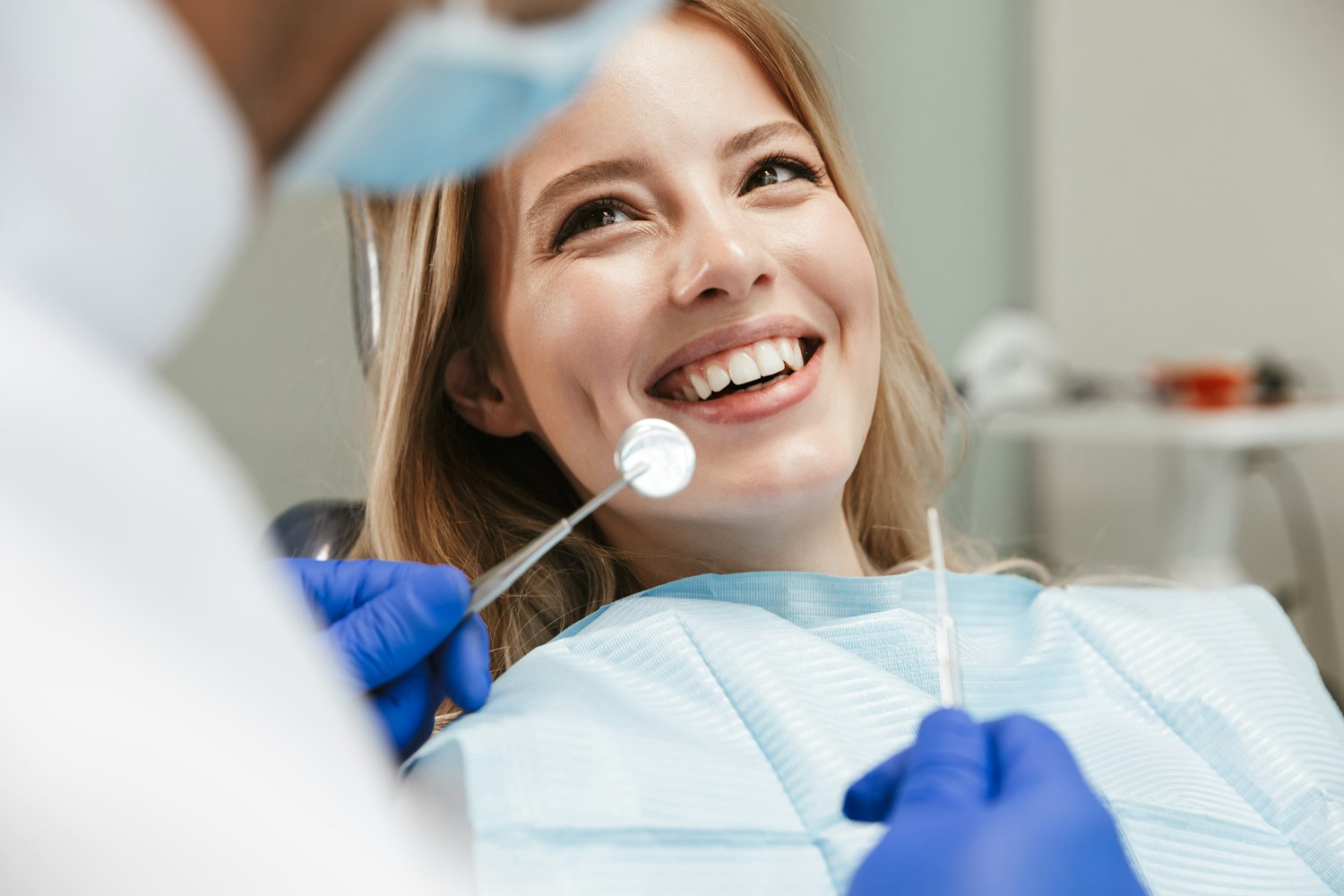 Woman smiling at the dentist