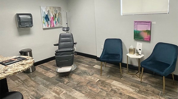 Patient exam room at Jones Plastic Surgery