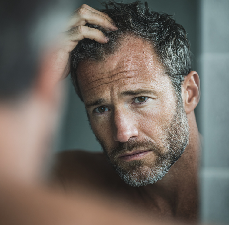man with beginnings of hairline recession