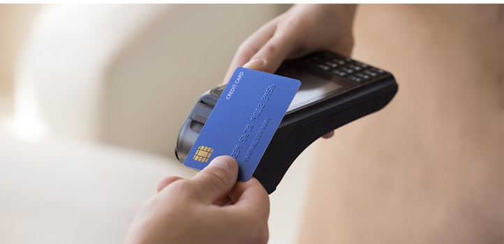 a credit card payment at a POS machine