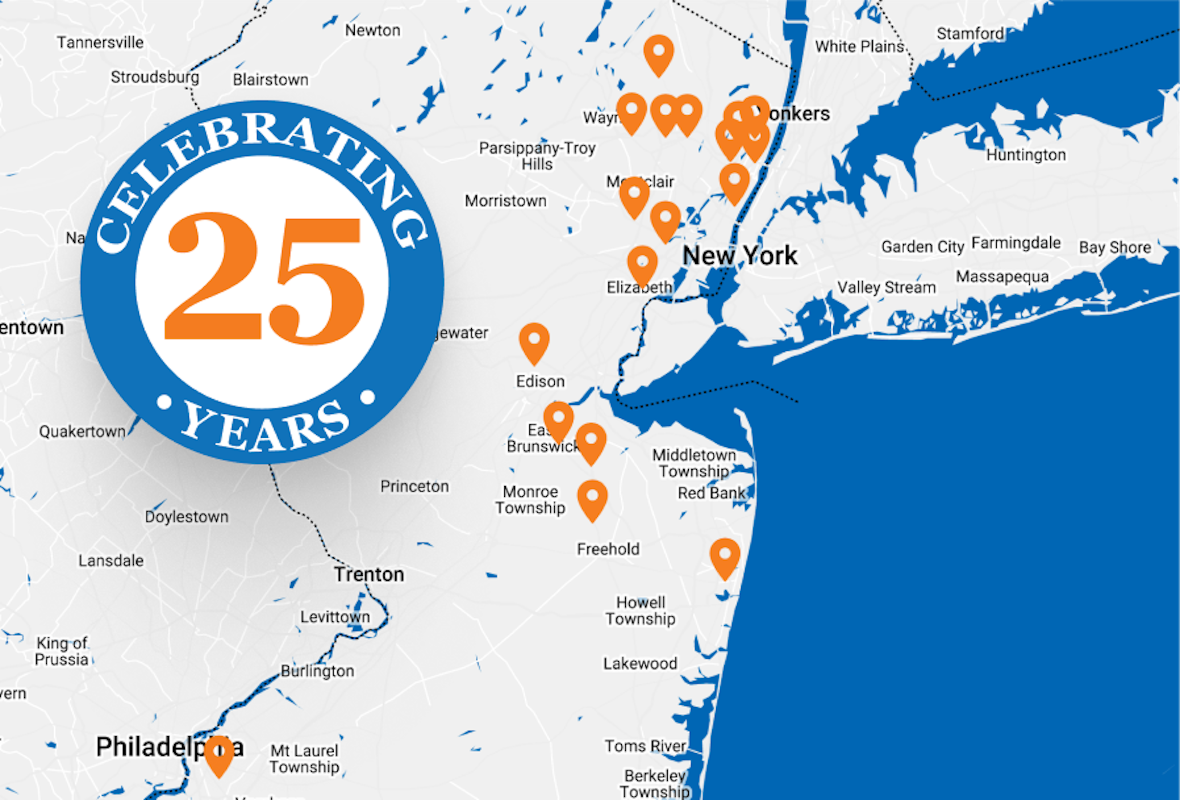 Map of NUVA Smile locations, with 