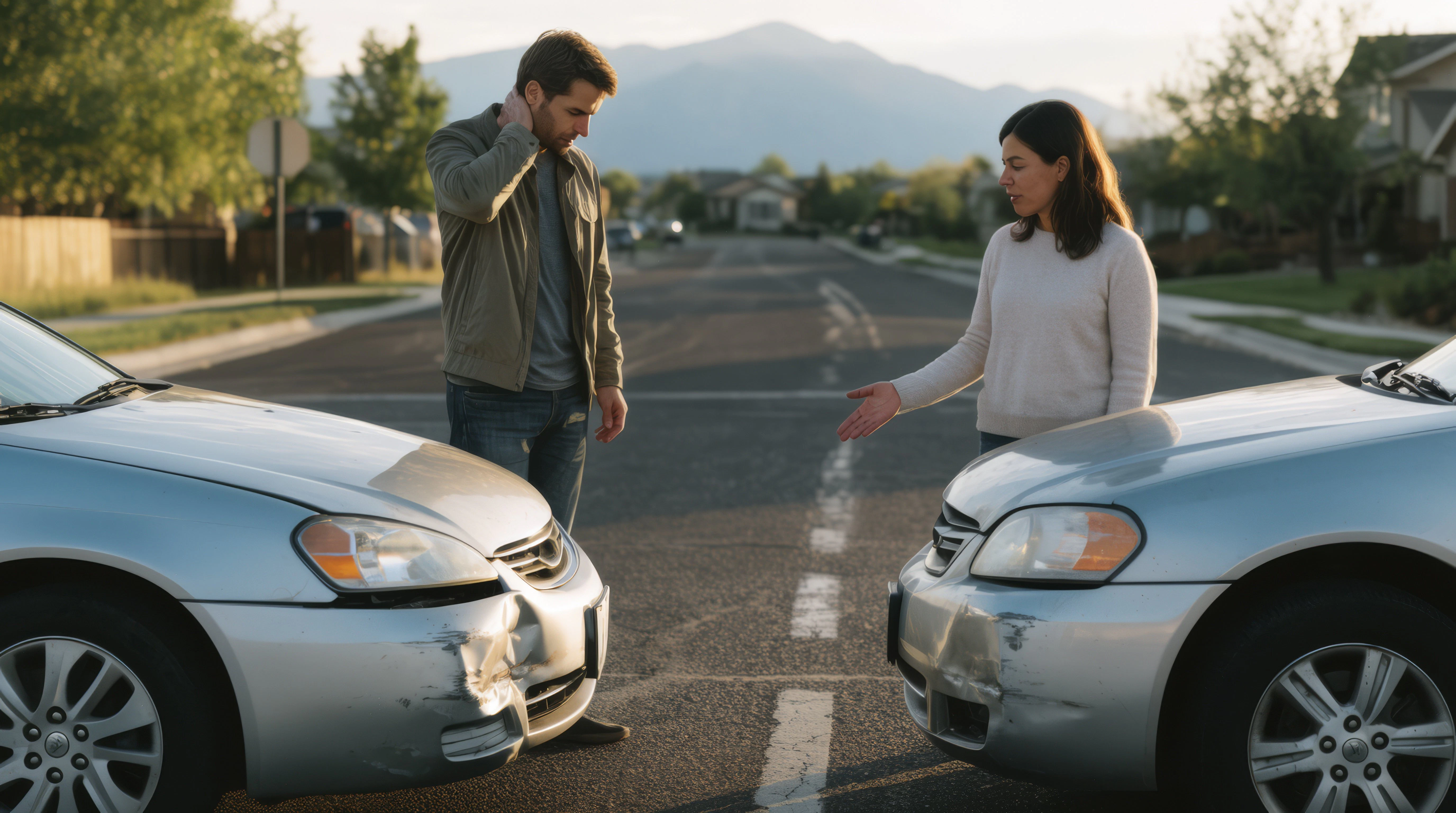 two motorists talking after a collision