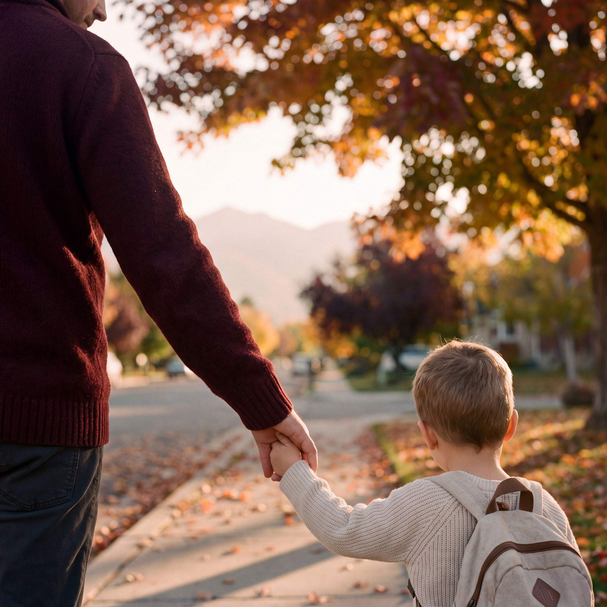 father holding child