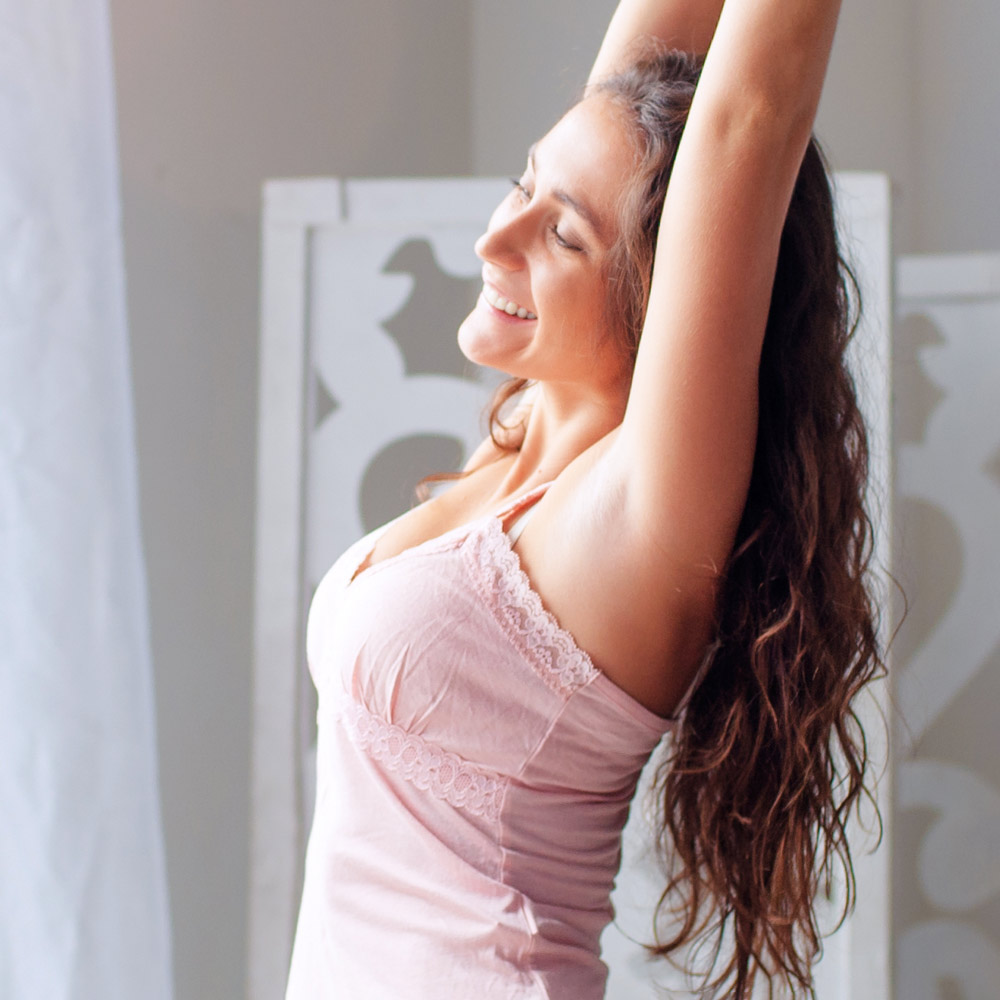 Woman stretching in the morning