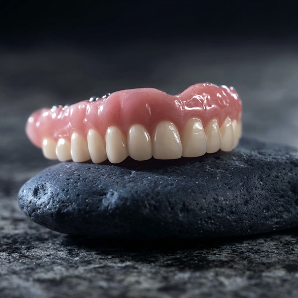 implant-supported dentures on a rock