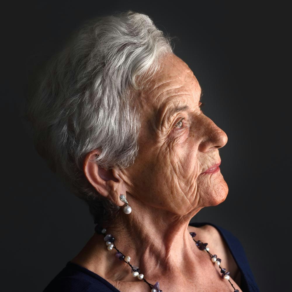 side profile of mature woman with wrinkles