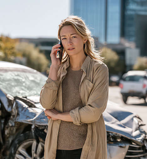 woman at crash scene