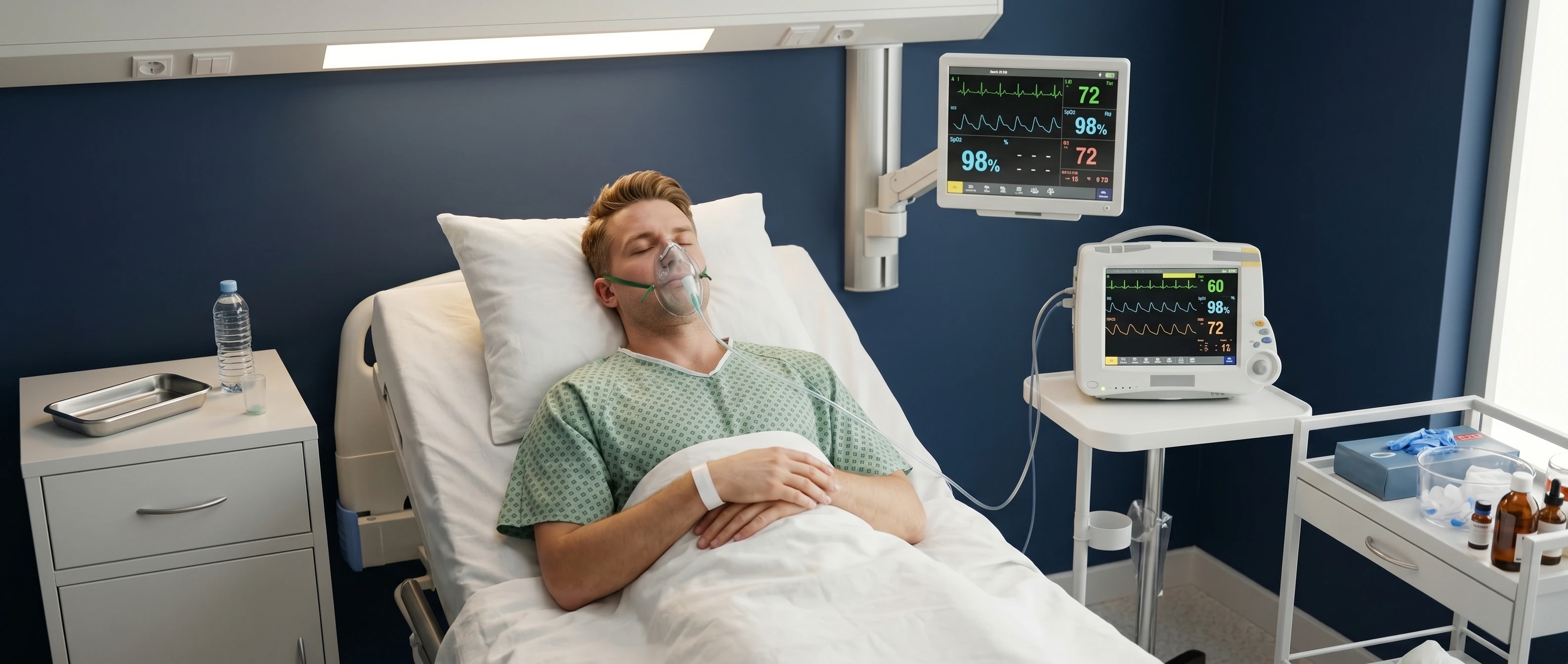 Man in hospital bed