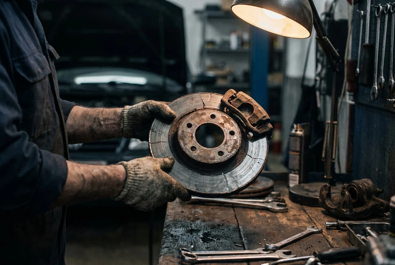 Mechanic holding a broken product