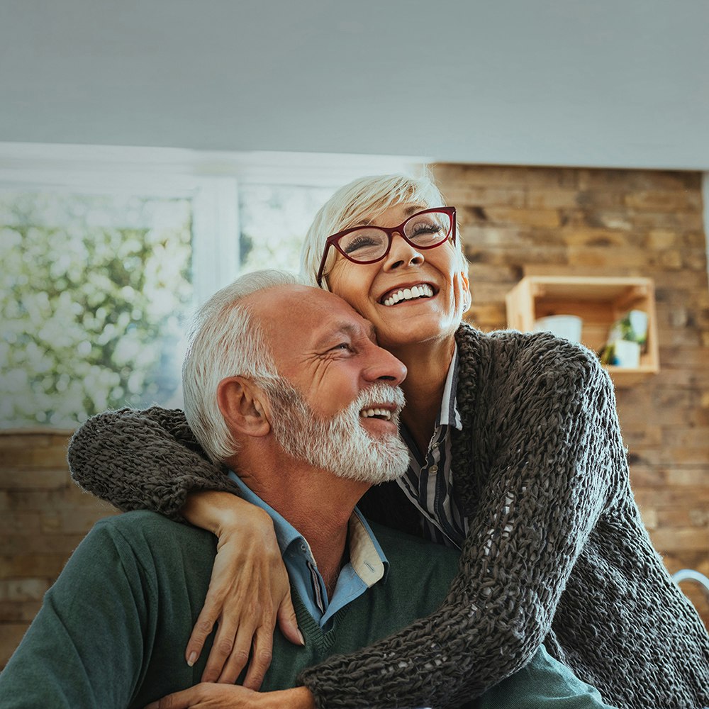 Smiling couple outdoors