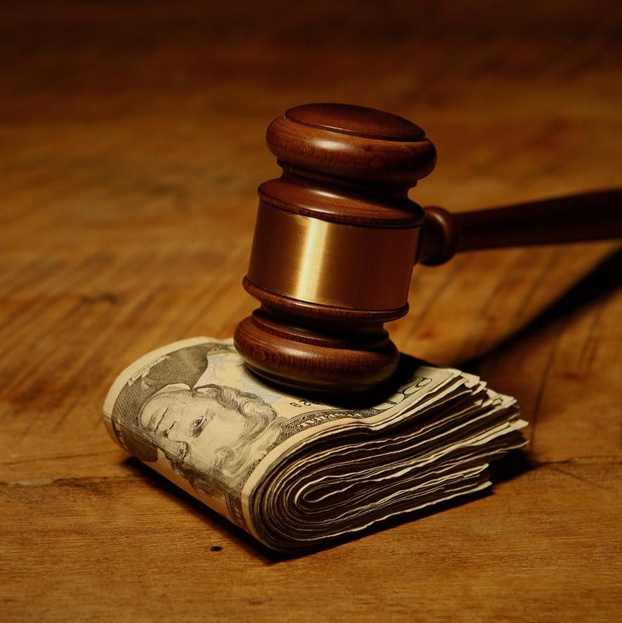gavel and money