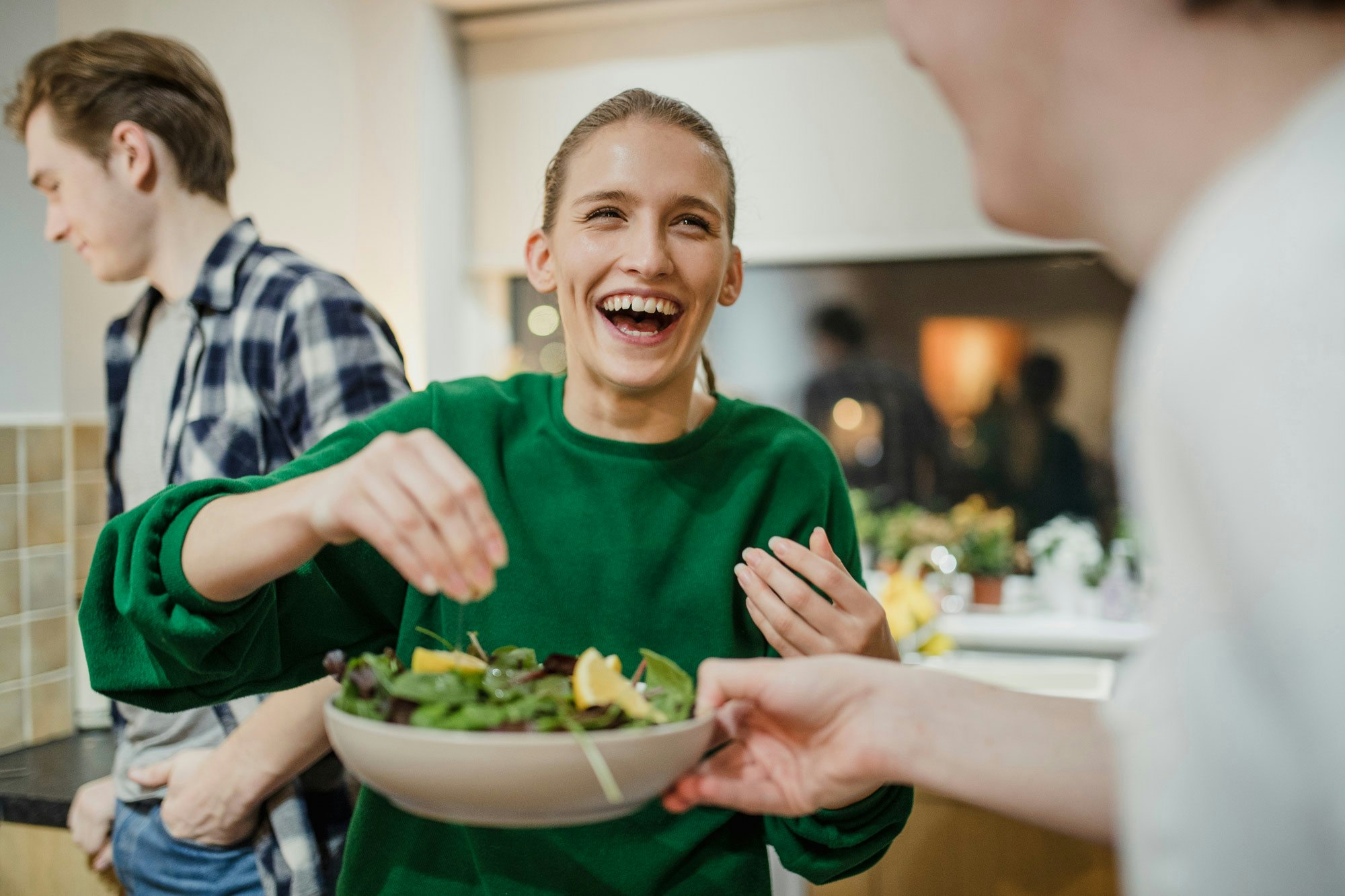 preparing salad together